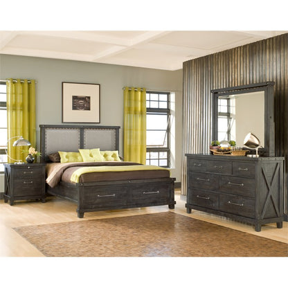 Modus Yosemite 4PC Full Storage Fabric Bedroom Set in Cafe