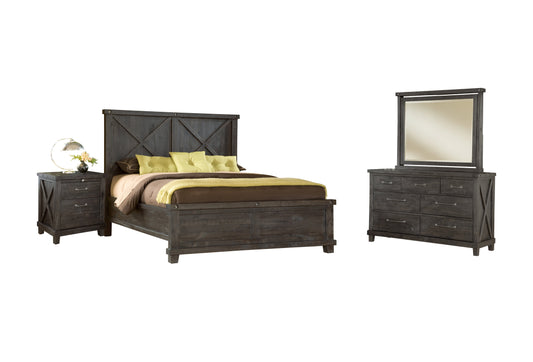 Modus Yosemite 4PC E King Bedroom Set w Nightstand in Cafe