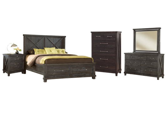 Modus Yosemite 5PC E King Storage Bedroom Set w Chest in Cafe