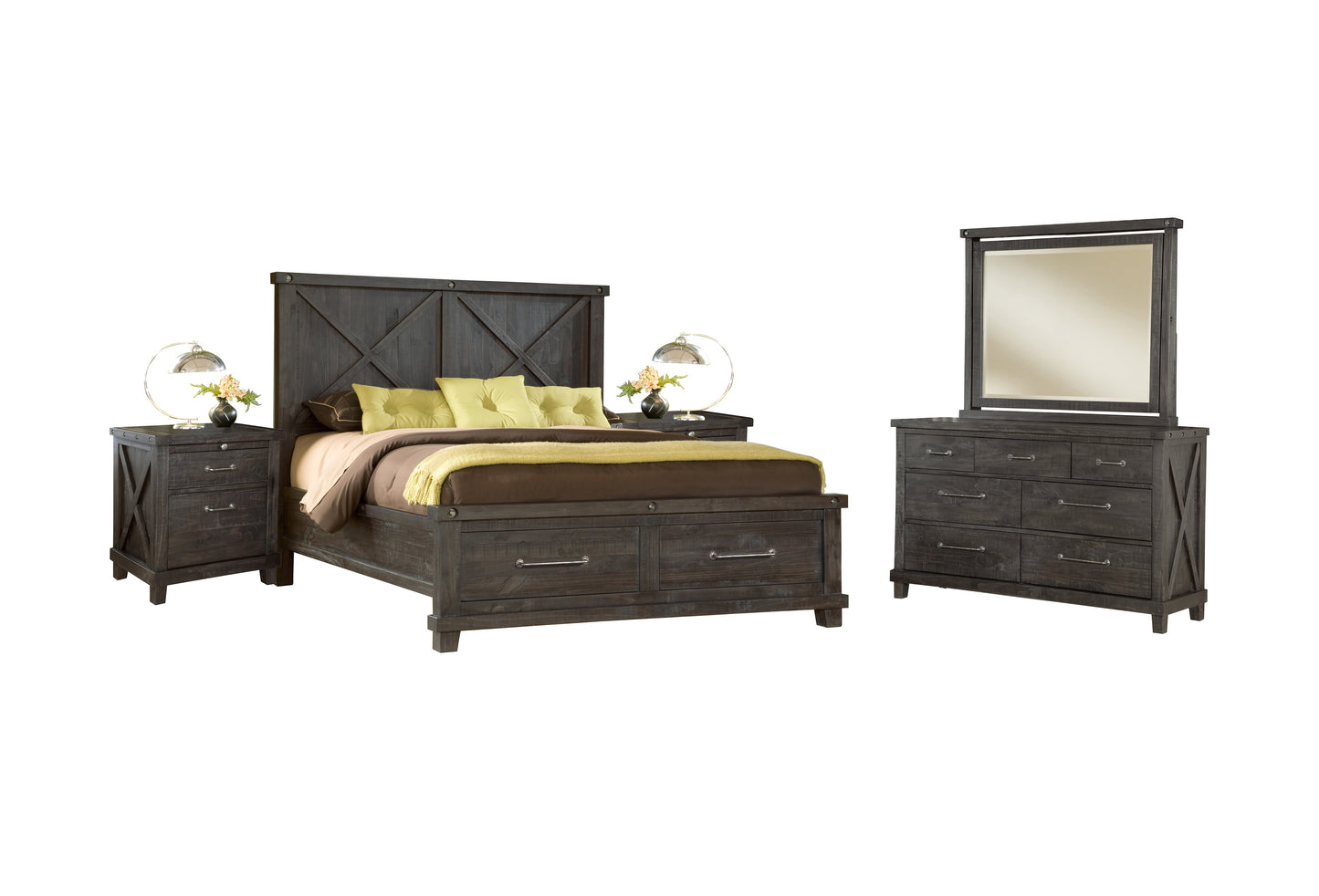 Modus Yosemite 5PC Queen Storage Bedroom Set w 2 Nightstand in Cafe