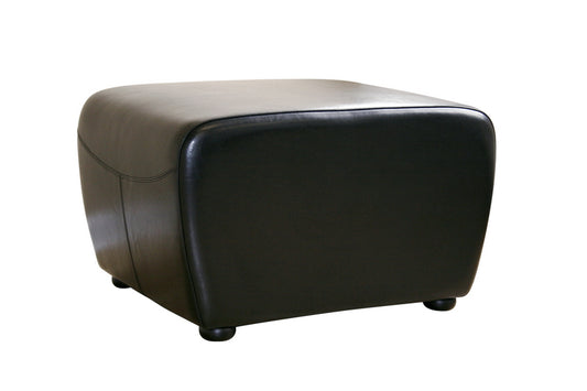 Contemporary Ottoman in Black Leather - The Furniture Space.